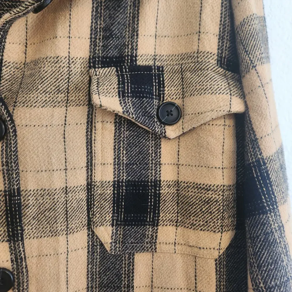 Lucky‎ Brand Women's Size Large Yellow/Black Plaid Shacket New